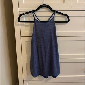 LULULEMON razorback workout top, teal/denim